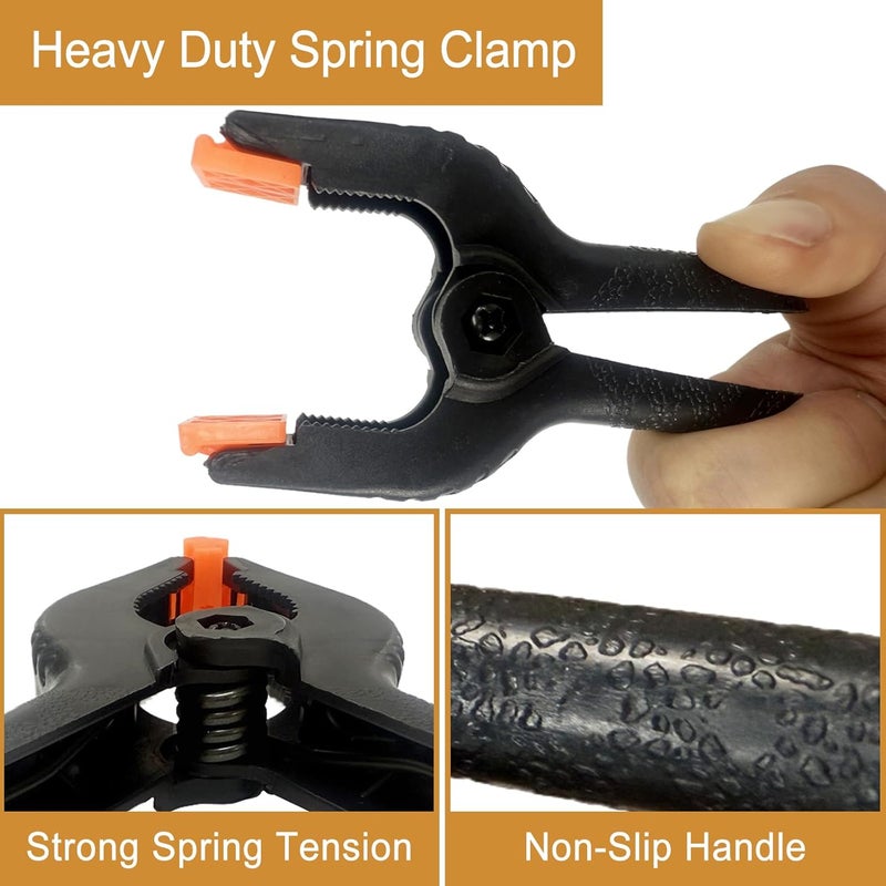 Aphila 8 Pack 6 Inch Plastic Spring Clamps, Big Heavy Duty Clips, Large Spring Clamps for Backdrop Stand, Crafts, Photography, Woodworking, Home Projects, Banner, Balloon Arch, Clamp with Flexible Pads - Image 3